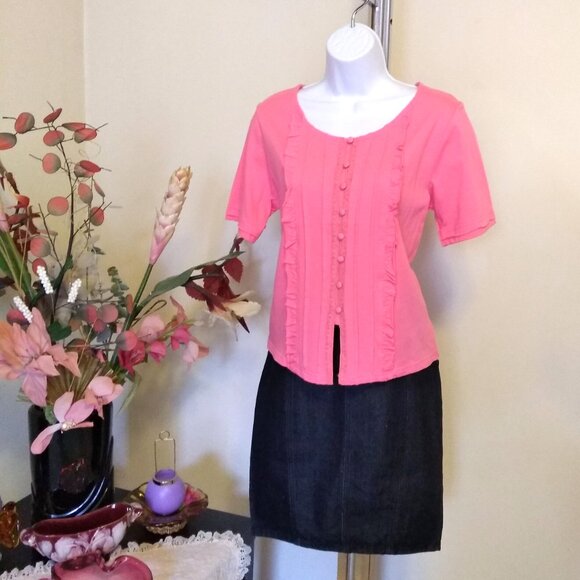 NWT Womens Summer Tunic Tops Short Sleeve Scoop Neck Casual Loose Blouse M 8 10 - Picture 3 of 9